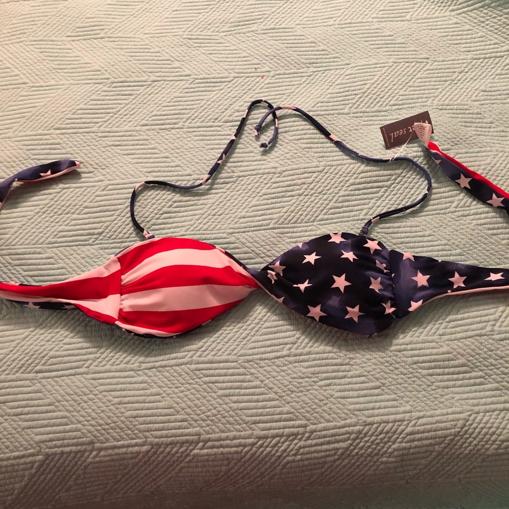 NWT American flag bathing suit top